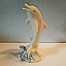 Vintage Handcrafted Fine White Porcelain Dolphin Figurine Statue Gold Tr... - £11.84 GBP