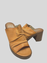 MIZ MOOZ WOMEN&#39;S   LEATHER SLIP ON HEELED SANDALS ORANGE 37EU / 7US  # A-79 - $98.95