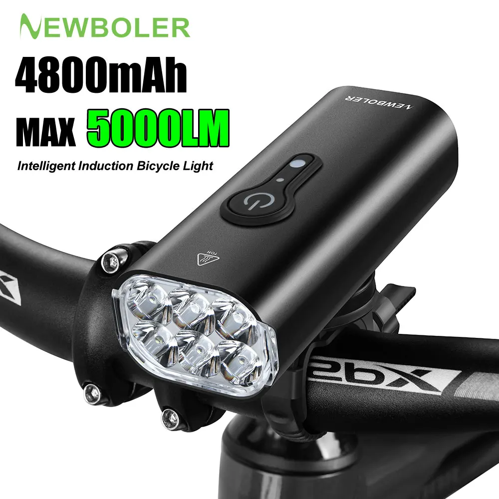 Lligent inductio bicycle light mtb front lamp usb rechargeable 6 led 4800mah bike light thumb200