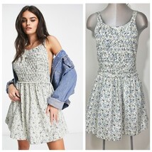 Free People Petunia Floral Print Mini Dress in Ivory Size Medium - $44.84