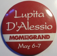 Lupita D&#39;Alessio Vintage 3 Inch Metal Button MGM Grand La Leona Dormida ... - £7.12 GBP