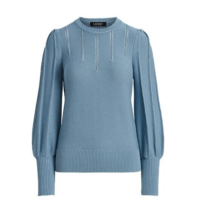 Lauren Ralph Lauren Sz XL Puff Sleeve Sweater Blue Marmie Reverse Jersey... - £31.14 GBP