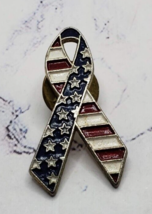 American Flag Ribbon Souvenir Pin - £5.47 GBP
