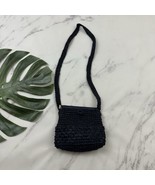 Pappagallo Vintage Woven Purse Bag Navy Blue Cross Body Frame Clasp Italy - $44.66 CAD