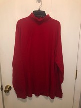 Lands End Mens Sz Large 42-44 Tall Red Mock Neck Long Sleeve Cotton T Shirt - $10.88