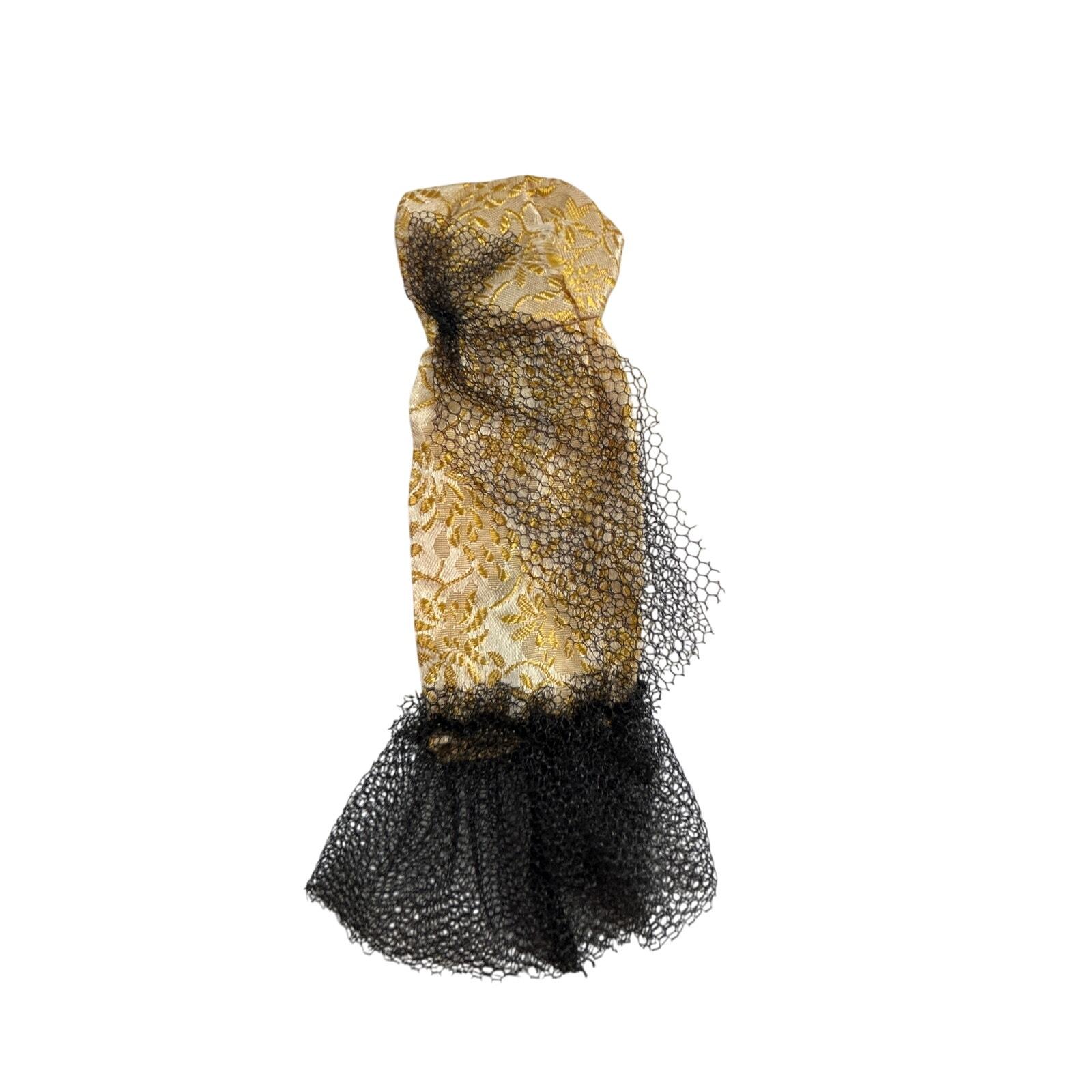 Vintage Barbie Clone Gold Brocade Sheath Dress w/ Tulle 1960s - $29.99
