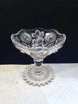 Millersburg Hobstar Fern Burst Crystal ClearJelly Candy Compote EAPG 1908-10 VF! - £19.70 GBP