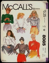 80s Size 10 Bust 32 1/2 Ruffled Blouse McCalls 8085 Vintage Pattern Steampunk - £5.57 GBP