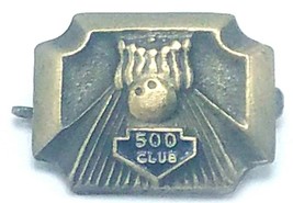 Vtg Metal and Black Enamel Bowling 500 Club Lapel Pin - $9.35