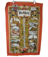 Souvenir Germany Tea Towel  wall hanging Der Rhein Rhine River vintage 1... - £14.06 GBP