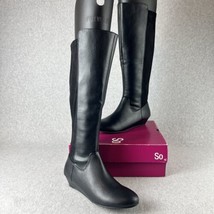 SO Wedge Knee-High Tall Faux Leather Two Tone Boots  Size 7.5 New - £29.16 GBP