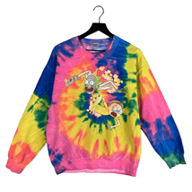 Rick Morty Tie Dye Adult Swim Sweatshirt Pullover Small Unisex Adult Gra... - £18.15 GBP