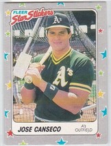 G) 1988 Fleer Star Stickers - Baseball Trading Card - Jose Canseco - #54 - $1.97