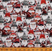 Cotton Christmas Snowmen Gnomes Multicolor Fabric Print by Yard D408.24 - £11.75 GBP