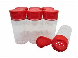 Medium 4 OZ Clear Plastic Spice Container Bottle Jar With Red Cap- Set o... - £9.03 GBP