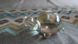 Vintage Carnival Iridescent Glass Turtle Paperweight 3.75&quot; - £63.30 GBP