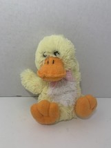 Emrad Creations small yellow stuffed plush duck duckling pink gingham bow Easter - £7.90 GBP