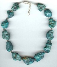 Handcrafted Adjustable Huge Chinese Turquoise Gemstone Necklace Lots of Sterling - £71.94 GBP