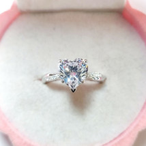 Heart Shape Simulated Diamond 2.00Ct Engagement Ring 14k White Gold in Size 5.5 - $257.93