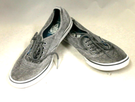 Vans Dark Gray Athletic Canvas Shoes Fashion Sneakers Unisex Men 7.5 Woman 9 - £12.79 GBP