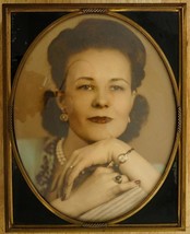 Vintage Photo Portrait 1940s War Time WWII Era Mother Hand Colored Victory Rolls - £27.24 GBP