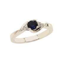 0.39Ct Round Cz Blue Sap Accent Swirl Wedding Ring in 14K White Over (Size 4.5) - £38.71 GBP