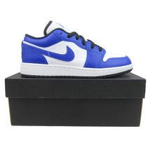 Air Jordan 1 Low GS Size 7Y White Hyper Royal Black Shoes NEW 553560-124 - $150.69 CAD