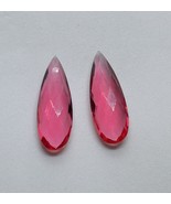 Rubelite Quartz smooth drop matched pair in cuts, Pear shape use for ear... - €13,02 EUR