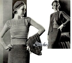 1930s Sports Suit, Hat,  Top, Coat &amp; Skirt - 4 Crochet patterns (PDF 0674) - £3.13 GBP