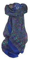 Mulberry Silk Traditional Square Scarf Ravali Blue by Pashmina &amp; Silk - £18.90 GBP