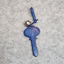 Vintage 1980s Plastic Bell Charm Rare Navy Blue Key For 80s Charm Necklace - $10.00