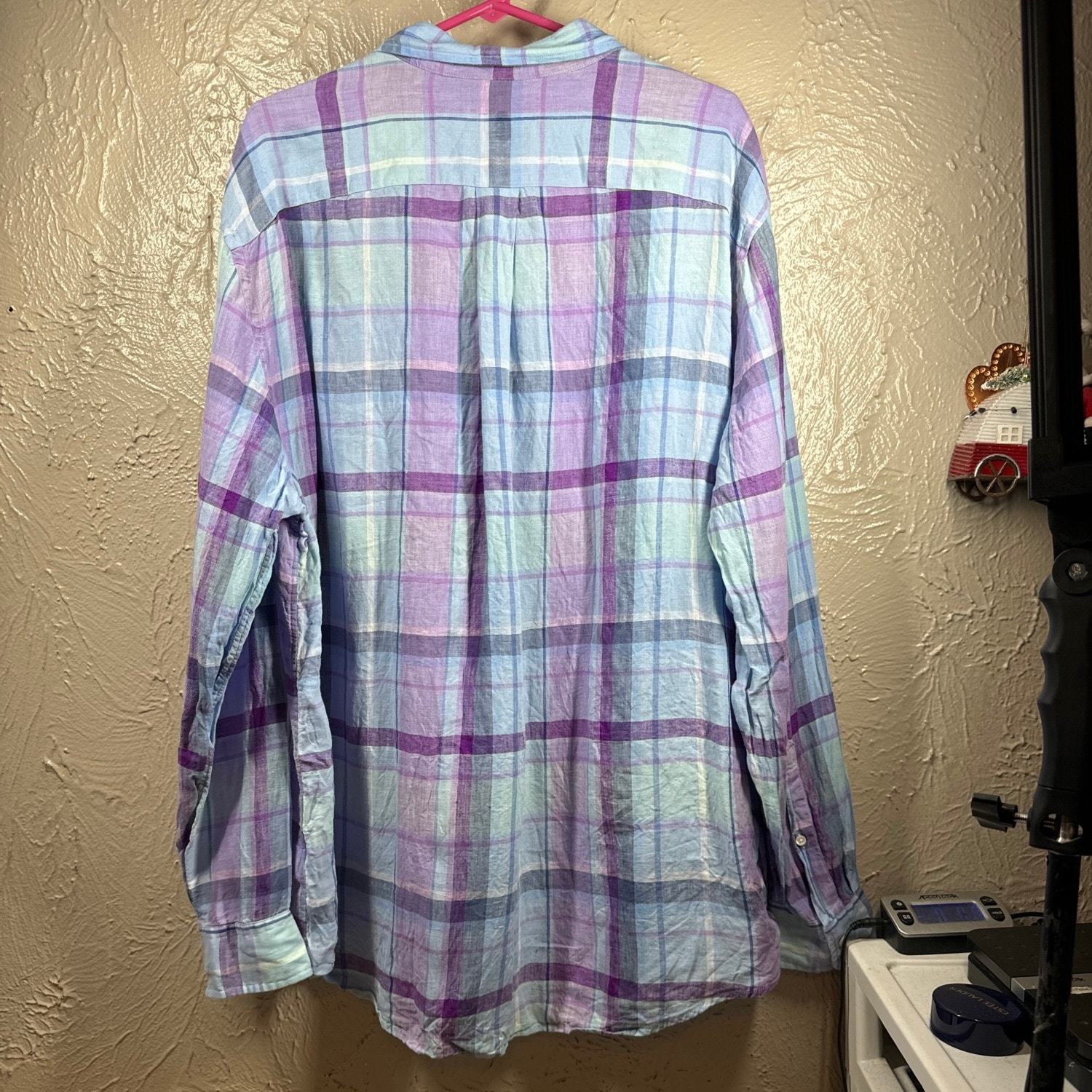 Vineyard Vines Classic Fit Murray Linen Plaid Button Down Shirt Men's size XL Item image 4