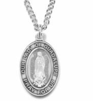 Sterling Silver Our Lady Guadalupe Medal Necklace &amp; Chain - £70.76 GBP
