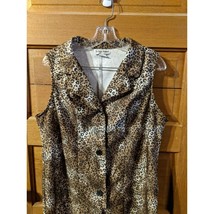 Boutique Village Square Size 16WP Vest Jacket Animal Print Brown - £15.67 GBP