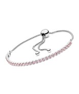 PANDORA Jewelry Pink Sparkling Slider Tennis Cubic Zirconia - £218.55 GBP