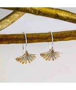 Bronze Ginkgo Leaf Earrings 22x14mm - $695.38 MXN