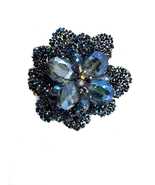 Blue Crystal Flower Charm, Blue Beaded Flower Establishment Charm - $4.50
