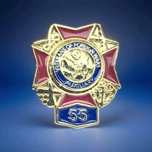 VFW Auxiliary 55 Pin Gold Tone Enamel Veterans Of Foreign Wars USA - £9.51 GBP