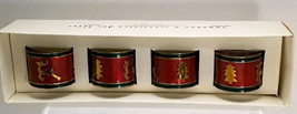 Set of 4 Pier 1 Imports Brass Holiday Napkin Rings Christmas Reindeer &amp; Trees - £10.12 GBP