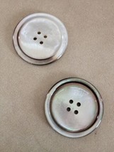 Pair of Vintage Glossy Natural Genuine Mother of Pearl Four Hole Buttons... - £11.78 GBP