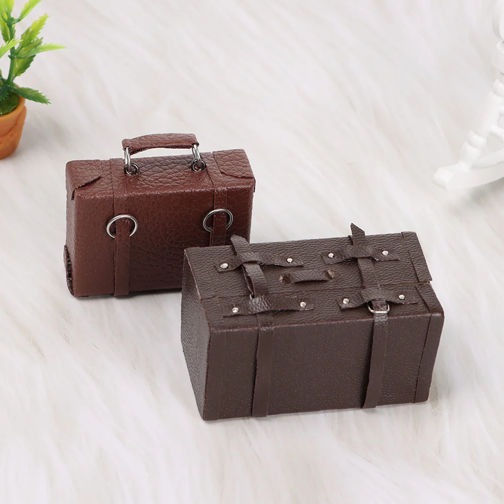 1:12 Scale Doll Leather Luggage Miniature Portable Trunk Vintage Wood Box - £6.35 GBP+
