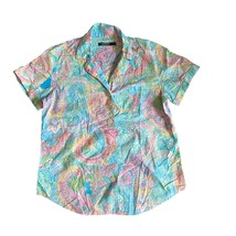 Lauren Ralph Lauren Paisley Print Button down short sleeve Pajama Top La... - $23.12