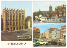 Vtg Postcard-Stralsund-Rathaus-Dampferanlegestelle-Alter Markt-4x6 Chrom... - £4.65 GBP