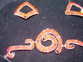 PUMPKIN COLOR AND MORE  INDIAN FANCY BEADED SILVER BRACELET SET - $391.88 MXN
