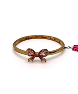Betsey Johnson Gold-tone Free Size Pink Crystal Bow Bangle Bracelet Adju... - £23.25 GBP