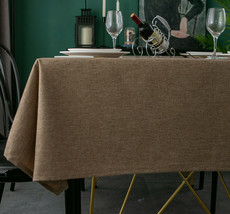 Tektrum 60&quot;X102&quot; Rectangle Faux Textured Tablecloth-Waterproof/Spill Proof -Flax - £20.36 GBP