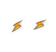 Sterling Silver Enamelled Lightning Bolt Post Earrings, Yellow - £7.98 GBP