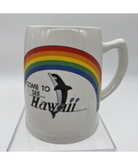 Vintage COME TO SEE HAWAII Coffee Cup Mug Rainbow Dolphin - £13.19 GBP
