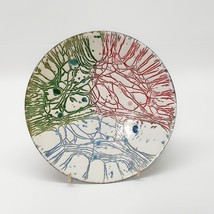 Abstract Art  Multicolor Blue Green Red Enamel on Copper Plate Vintage 7... - $19.77