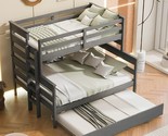 With Twin Size Trundle And Full-Length Guard Rails, Wooden Bunkbed Frame... - $733.99